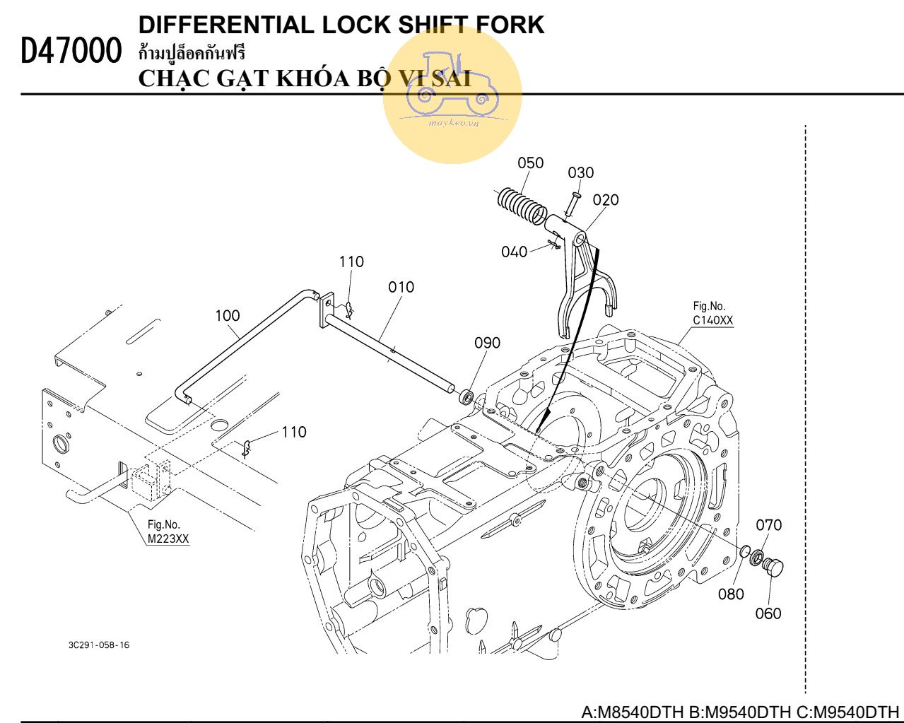 Chạc gạt khoá bộ vi sai sau
